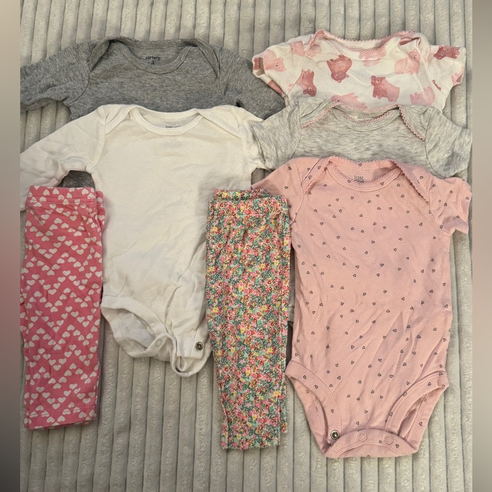 Baby Girl, 3 month outfit set, girl, onesie, long sleeve, short sleeve. Bundle